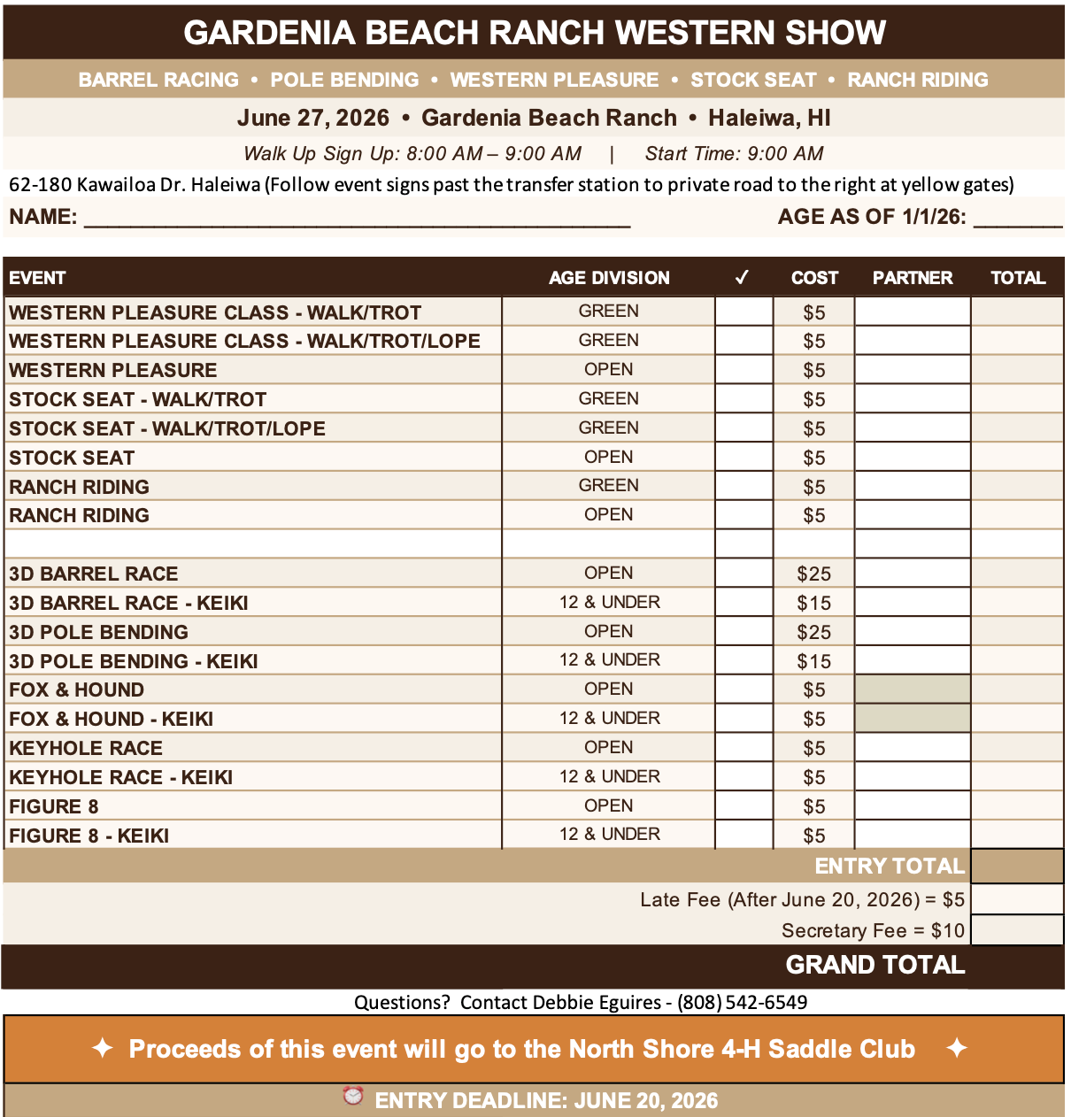 2026 Gardenia Beach Western Show Registration